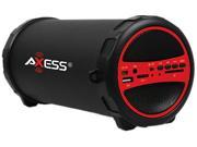 Axess SPBT1031 RD Portable Bluetooth Hi Fi Cylinder Loud Speaker with SD Card USB AUX And FM Inputs 3 Sub