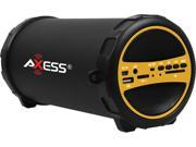 AXESS SPBT1031 YL Yellow Portable Bluetooth Hi Fi Cylinder Loud Speaker with SD Card USB AUX And FM Inputs 3 Sub