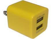 Xfactor TWALLXF2ADUALYW Yellow Power Cube 2.1 Amp 1 Amp Dual USB Ports