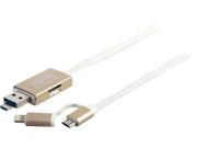 1ST PC CORP. CB URD161 WH White 6 in 1 Super Multi Function Data Sync and Charging Cable with Both Lightning Micro USB Connector