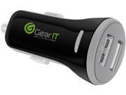 GearIT GICDCUSB1MICROWH Black Dual Port Rapid USB Car Charger 3.4A Adapter for iPhone iPad Android