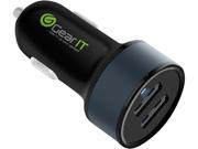 GearIT GICDCUSB24.1ABK Black Dual Port Rapid USB Car Charger 4.4A Adapter for iPhone iPad Android
