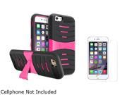 Insten Black Skin Hot Pink Hard Hybrid w Stand Armor Case Cover Screen Protector for Apple iPhone 6 4.7 inch