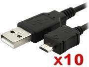 Insten 1532359 Black 2 in 1 USB Charging Data Cables x 10