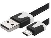 Insten 1667992 Black 1 x 3.3ft Micro USB [2 in 1] Noodle Cable