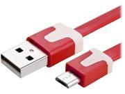 Insten 1668000 Red 1 x 3.3ft Micro USB [2 in 1] Noodle Cable