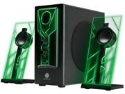 GOgroove Green 3.5mm audio port BassPULSE Glowing Green LED Stereo Speaker Sound System with Powered Subwoofer GGBP000100GNUS