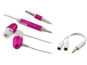 Insten Pink Earphone Mic Splitter Compatible with Samsung Galaxy S3 i9300 S4 SIV i9500 T989