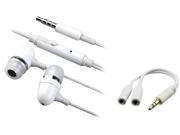 Insten White Set Earphone Splitter Compatible with Samsung Galaxy S3 i9300 S4 SIV i9500 i8190