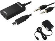 Insten 1047331 Micro USB to HDMI MHL Adapter Retractable 3.5mm Audio Extension Cable M M Travel Charger