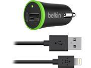 BELKIN F8J026BT04 BLK Black 1 Amp Bullet Micro Car Charger with Removable Lightning Charge and Sync Cable