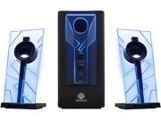 GOgroove BassPULSE Computer Speaker System with Blue LED Glow Lights Powered Subwoofer Works with PC Apple MAC ASUS Acer Alienware CybertronPC Dell H