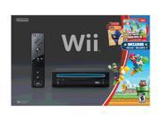Nintendo Wii System w New Super Mario Brothers Mario Music CD Black