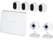 Netgear Arlo Smart Home Security Camera System 4 HD 100% Wire Free In Outdoor Cameras w Night Vision and 2 Arlo Q 1080p Wi Fi Camera w 2 Way Audio 7 D