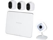 Netgear Arlo Smart Home Security Camera System 3 HD 100% Wire Free In Outdoor Cameras w Night Vision and 1 Arlo Q 1080p Wi Fi Camera w 2 Way Audio 7 D