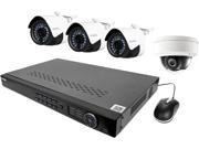 LaView LV KND988P84D231 IP Security System 4 Cameras 8 Channel NVR 3 x HD 1080P Bullet and 1 xHD 1080P Wide Angle Dome Day Night In Outdoor Cameras No HDD