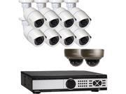 Q See QT8716 10EA Professional 4MP PoE IP Camera Security System 16 Channel NVR 10x 4MP Full HD 2560x1440 Includes 2 Varifocal IP Dome Cameras No HDD Incl