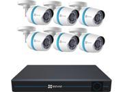 EZVIZ 8 Channel HD 1080p PoE IP NVR Security System w 2TB HDD and 6 Weatherproof 1080p PoE Bullet IP Cameras Works with Alexa using IFTTT