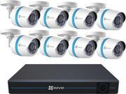 EZVIZ 16 Channel HD 1080p PoE IP NVR Security System w 3TB HDD and 8 Weatherproof 1080p PoE Bullet IP Cameras Works with Alexa using IFTTT