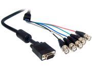 Micro Connectors M05 1075 6 ft. 6 ft VGA SVGA High Resolution Cable HD15M to 5 BNC Cable