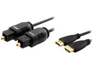 Insten 384183 6 ft. High Speed HDMI Cable w Digital Optical Audio TosLink Cable