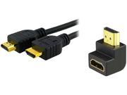 Insten 269019 3 ft. High Speed HDMI Cable w HDMI F M Right Angle Adapter