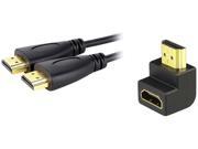 Insten 269018 10 ft. 1X High Speed HDMI Cable w 1x HDMI F M Right Angle Adapter