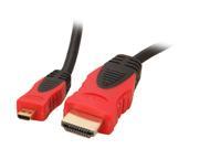 HDM MICROBB6RBK 6 ft. Dual Tone Red Black High Speed micro HDMI to HDMI Cable with Gold Plated Connector