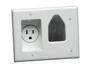 DataComm Recessed Cable Access Wallplate with Receptacle White 45 0021 WH