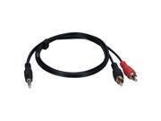 QVS CC399 03 3 Feet 3.5MM Mini Stereo Male to Two RCA Male Speaker Cable