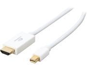 Coboc CL-MDP2HDMI-3-WH 3 ft. 32AWG Mini DisplayPort(Thunderbolt Compatible) to HDMI Passive Adapter Converter Cable, Gold Plated, White -mDP to HDMI - 1920 x 10 Coboc CL-MDP2HDMI-3-WH 3 ft. 32AWG Mini DisplayPort(Thunderbolt Compatible) to HDMI Passive Adapter Converter Cable, Gold Plated, White -mDP to HDMI - 1920 x 10