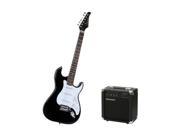 Silvertone Guitars SS11 Electric Guitar and Amp Package Black