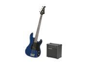 Silvertone SSLB11 PK Electric Bass Guitar Package Cobalt Blue