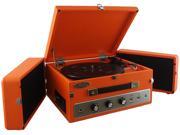 Pyle PLTT82BTOR Retro Vintage Classic Style Bluetooth Turntable Record Player with Vinyl to MP3 Recording Orange