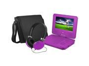 Ematic EPD707PR 7 Inch Portable DVD Player with Matching Headphones and Bag Purple