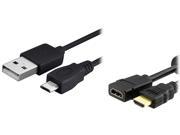 Insten 1668722 10 ft. 1X High Speed HDMI Cable Extension with 1X Micro USB 2 in 1 Cable 10FT Black