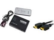 Insten 1983528 3 Feet 3 Port HDMI Splitter IR Remote 3ft 1m Black M M High Speed HDMI Cable as a gift!