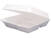 Dawn 85HT3 Carryout Food Containers Foam Hinged 3 Compartment 8 3 8x7 7 8x3 1 4 200 Carton