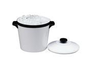 Ice Bucket Three Quart w Lid Insulated Shatterproof Liner White w Black Trim