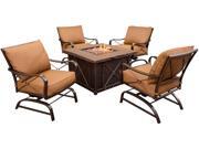 Hanover SUMMRNGHT5PC Summer Night 5pc Fire Pit (4 cushion rockers, 40" square fire pit)