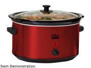 Elite MST 900R Red Deluxe Sized 8.5 Qt. Stainless Steel Slow Cooker