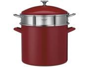 Cuisinart EOS206 33RSCP 3 Piece 20 Qt. Stockpot Steam Set with Self Draining Clip Red