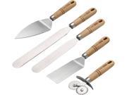 Cake Boss 57518 Wooden Tools and Gadgets 5 Piece Stainless Steel Decorate and Serve Set
