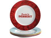 Cake Boss 58693 Serveware 4 Piece Porcelain Dessert Plate Set Patterns Quotes Print