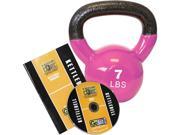 GoFit GF KBELL7D Premium Kettlebell With Training DVD 7 Lbs; Magenta