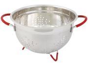 Cookpro 257 3 Qt Heavy Duty Stainless Steel Colander w Red Handles and Non Skid Feet