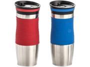 Cookpro 136A2 Red 2 Piece Stainless Steel Coffee Tumbler Set w Silicone Grip
