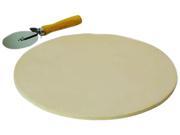 Ecolution EKCS 0815 Kitchen Extras Pizza Stone 15 with Wooden Handle Cutter and Recipe Booklet