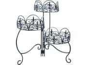 Plastec Products 3 Tier Folding Finial Plant Stand Steel Black