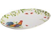 BONJOUR 50176 Dinnerware Meadow Rooster Stoneware 9 3 4 Inch by 14 Inch Oval Platter